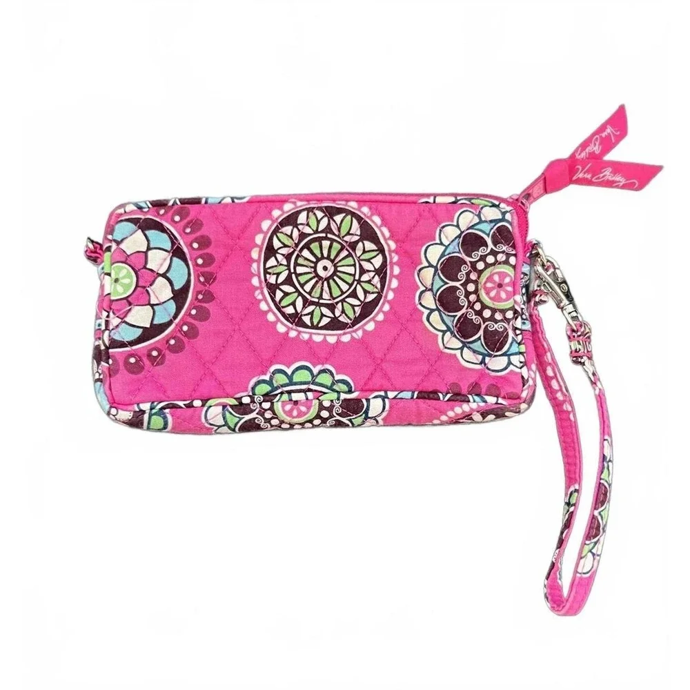 Vera Bradley‎ Wristlet Pink Floral Mandala Quilted Cotton Wallet OS